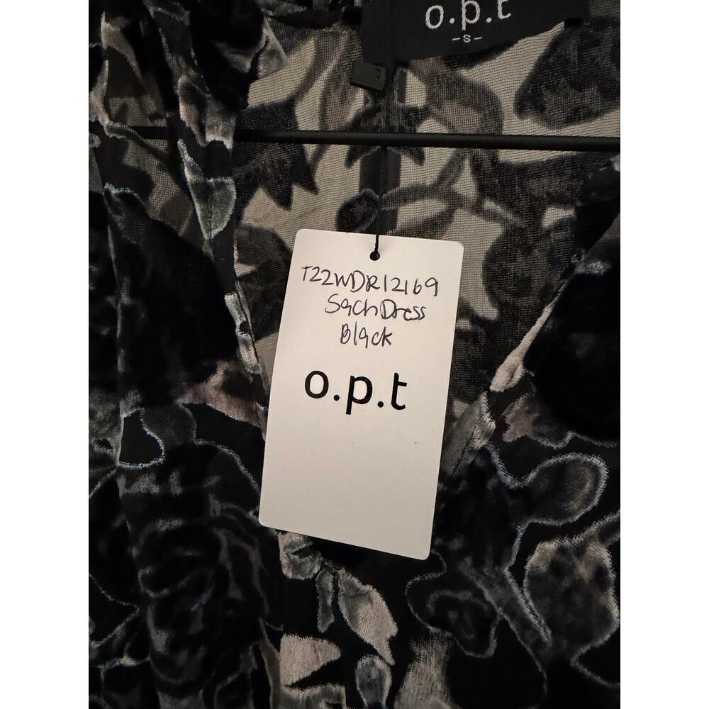 NWT $140 New O.P.T velvet chiffon dress floral black & gray sz Small - Picture 5 of 7